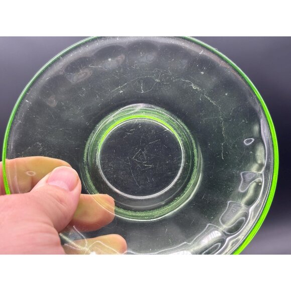 Vintage Federal Glass Hostess Green Depression Glass Teacup Saucers (Set of 3) - Picture 6 of 6